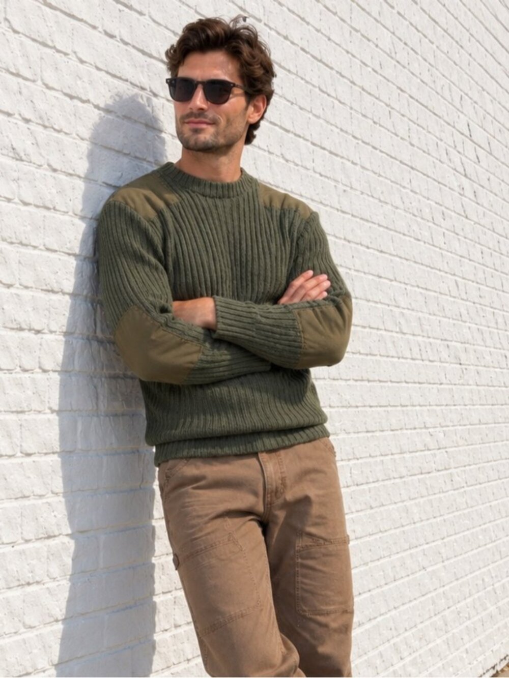 Vintage Wooly Pully British Army Commando Wool Sweater Green Mens size 4 Medium